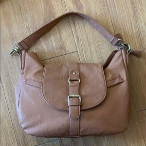 Kelly Moore tan leather camera bag